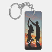 Personalized Photo and Text Photo Collage Keychain Schlüsselanhänger (Vorderseite links)