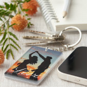 Personalized Photo and Text Photo Collage Keychain Schlüsselanhänger (Vorderseite rechts)