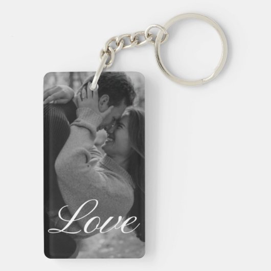 Personalized Photo and Text Photo Collage Keychain Schlüsselanhänger (Rückseite)