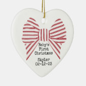 Personalized Photo Baby's First Christmas Red Bow Keramik Ornament (Rechts)