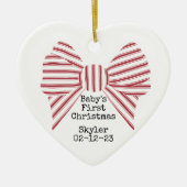 Personalized Photo Baby's First Christmas Red Bow Keramik Ornament (Vorne)