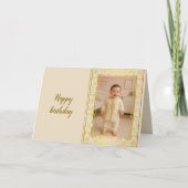 Personalized Photo Birthday Card —Floral frame Dankeskarte (Vorderseite)