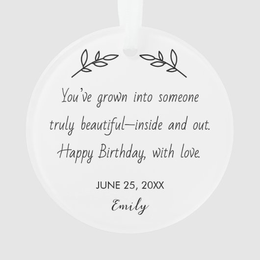 Personalized Photo & Birthday Message Ornament (Rückseite)