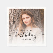 Personalized Photo Black Script 18th Birthday Serviette (Vorderseite)