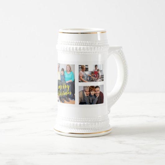 Personalized Photo Christmas Collage Beer Stein Bierglas (VorderseiteRechts)