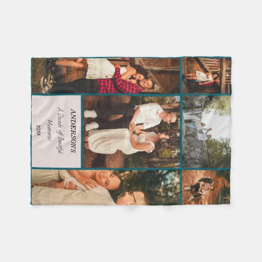 Personalized Photo Collage Blanket Fleecedecke (Vorderseite (Horizontal))