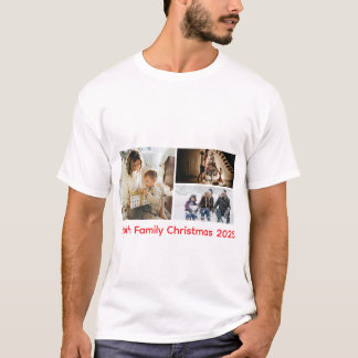 Personalized Photo Collage Family Christmas T-Shirt