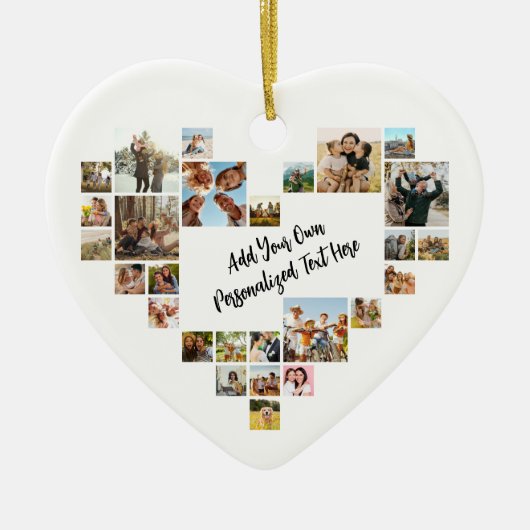Personalized Photo Collage Heart Shaped Picture Keramik Ornament (Vorne)