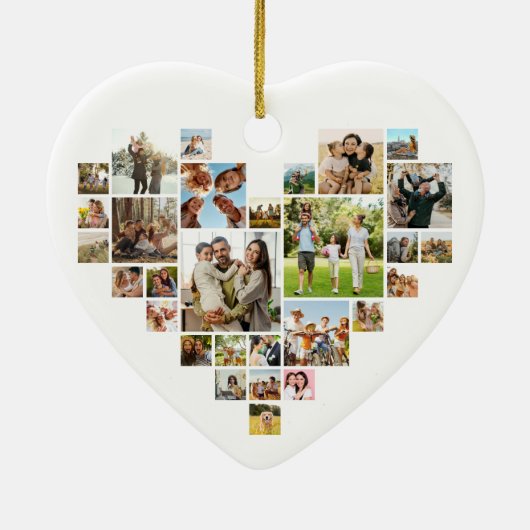 Personalized Photo Collage Heart Shaped Picture Keramik Ornament (Hinten)