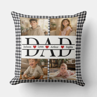 Personalized Photo Collage & Kids' Names "DAD" Kissen