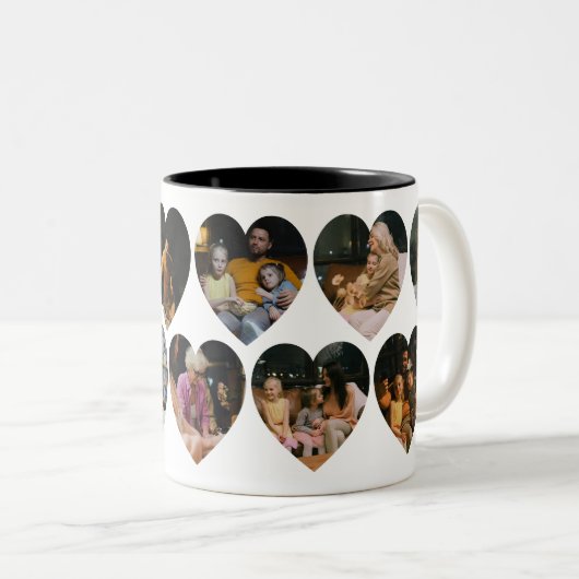 Personalized Photo Collage Mug with Heart Frames Zweifarbige Tasse (VorderseiteRechts)
