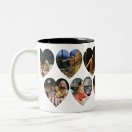 Personalized Photo Collage Mug with Heart Frames Zweifarbige Tasse