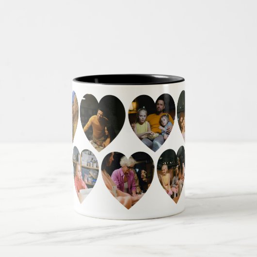 Personalized Photo Collage Mug with Heart Frames Zweifarbige Tasse (Mittel)