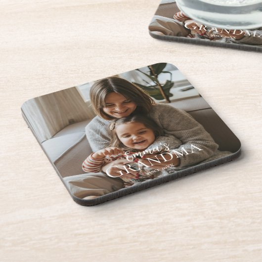 Personalized Photo & Custom Text Grandma Since - Getränkeuntersetzer (Linke Seite)