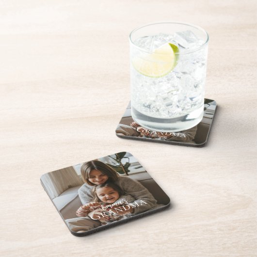 Personalized Photo & Custom Text Grandma Since - Getränkeuntersetzer (Rechte Seite)