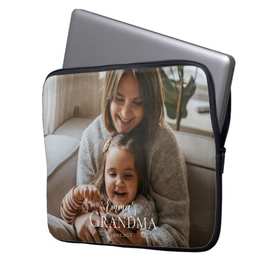 Personalized Photo & Custom Text Grandma Since -  Laptopschutzhülle (Vorderseite Links)