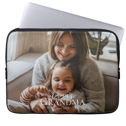 Personalized Photo & Custom Text Grandma Since - Laptopschutzhülle (Vorderseite)