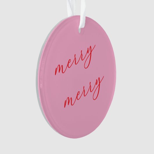 Personalized Photo Elegant Script Pink Christmas Ornament (Vorderseite)