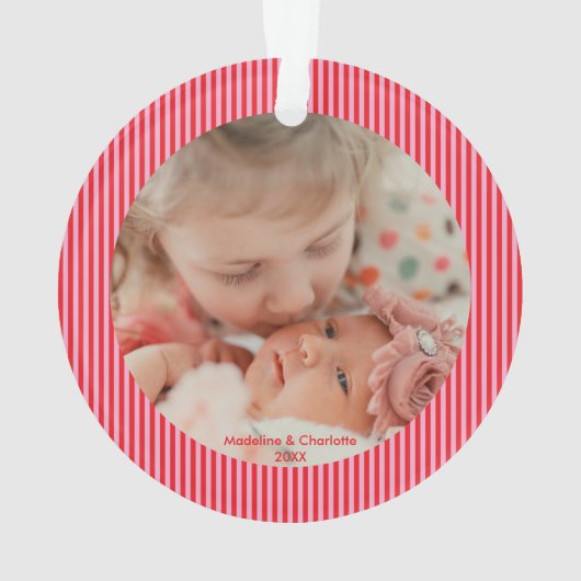 Personalized Photo Elegant Script Pink Christmas Ornament (Rückseite)