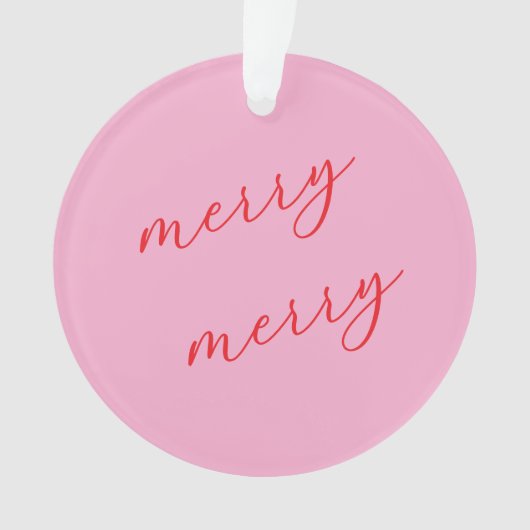 Personalized Photo Elegant Script Pink Christmas Ornament (Vorderseite)