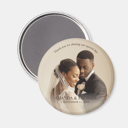 Personalized Photo Favor with Names & Wedding Date Magnet (Vorderseite/Rückseite)