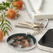 Personalized Photo Favor with Names & Wedding Date Schlüsselanhänger (Vorderseite rechts)