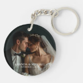 Personalized Photo Favor with Names & Wedding Date Schlüsselanhänger (Rückseite)