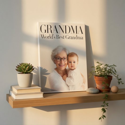 Personalized Photo Gift | World's Best Grandma Leinwanddruck