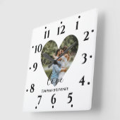 Personalized Photo Heart Frame Modern Calligraph Quadratische Wanduhr (Winkel)