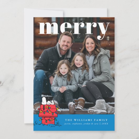 Personalized Photo Holiday Snoopy Doghouse Feiertagskarte (Vorderseite)