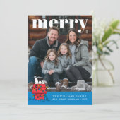 Personalized Photo Holiday Snoopy Doghouse Feiertagskarte (Stehend Vorderseite)