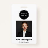 Personalized Photo ID Badge with Logo  Modern  Ausweis (Vorderseite)