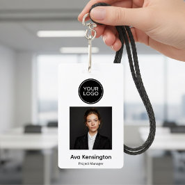 Personalized Photo ID Badge with Logo  Modern  Ausweis
