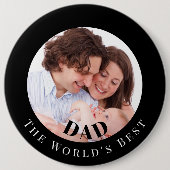 Personalized Photo in Black Circle Best Dad Button (Vorderseite)
