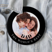 Personalized Photo in Black Circle Best Dad Button (Beispiel)