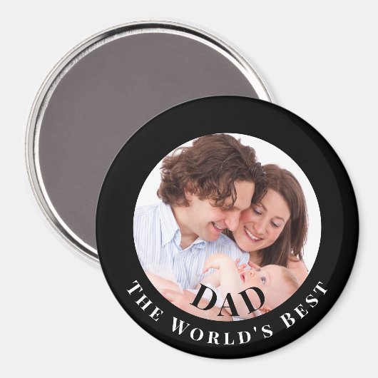 Personalized Photo in Black Circle Best Dad Magnet (Vorderseite/Rückseite)