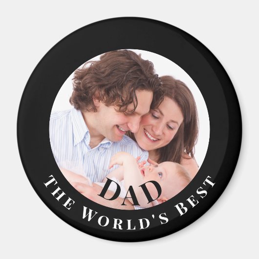 Personalized Photo in Black Circle Best Dad Magnet (Vorne)