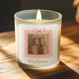 Personalized Photo Merry Christmas Candle Label Quadratischer Aufkleber