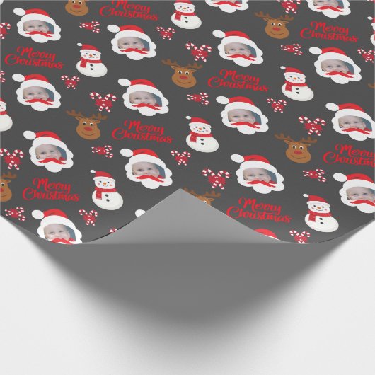 Personalized Photo Merry Christmas Geschenkpapier (Ecke)