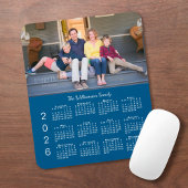 Personalized Photo Name Blue 2026 Calendar Mousepad