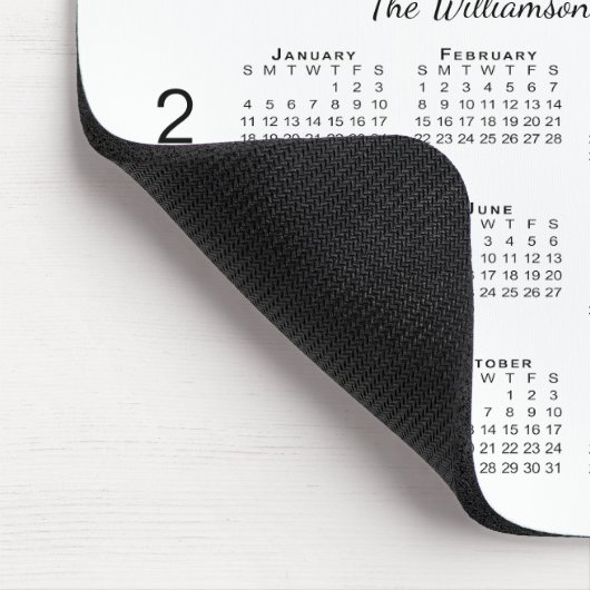 Personalized Photo Name White 2026 Calendar Mousepad (Ecke)