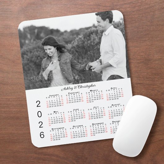 Personalized Photo Names 2026 Calendar Mousepad