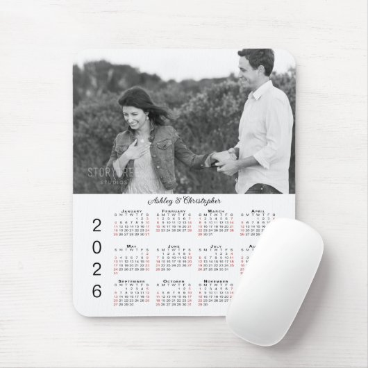 Personalized Photo Names 2026 Calendar Mousepad (Mit Mouse)