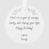 Personalized Photo Ornament for Birthday with Text (Rückseite)