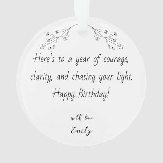 Personalized Photo Ornament for Birthday with Text (Rückseite)
