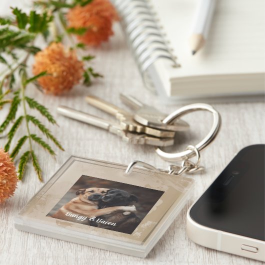 Personalized photo pet dog Lover Keychain Schlüsselanhänger (Vorderseite rechts)