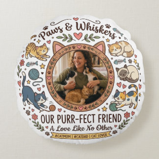 Personalized Photo Pillow For Cat Mom Rundes Kissen