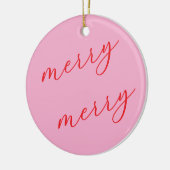 Personalized Photo Red & Pink Script Christmas Keramik Ornament (Links)