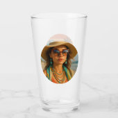 Personalized Photo Retro Bahamas Tropical Beach Glas (Rückseite)