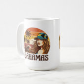 Personalized Photo Retro Bahamas Tropical Beach Kaffeetasse (Vorderseite Links)
